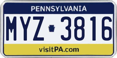PA license plate MYZ3816