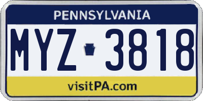 PA license plate MYZ3818