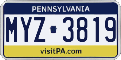 PA license plate MYZ3819