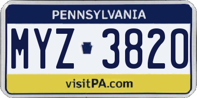 PA license plate MYZ3820