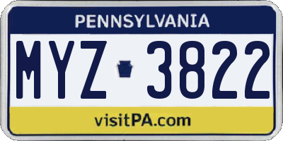 PA license plate MYZ3822