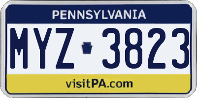 PA license plate MYZ3823