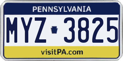 PA license plate MYZ3825