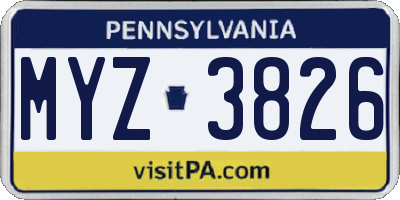 PA license plate MYZ3826