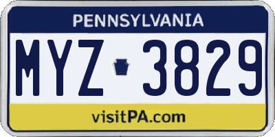 PA license plate MYZ3829