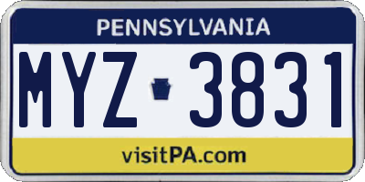 PA license plate MYZ3831