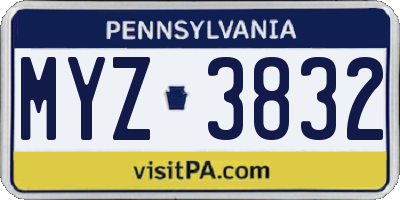 PA license plate MYZ3832