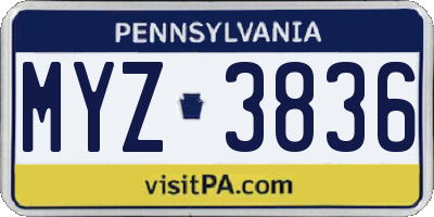 PA license plate MYZ3836