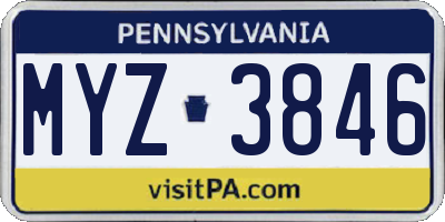PA license plate MYZ3846