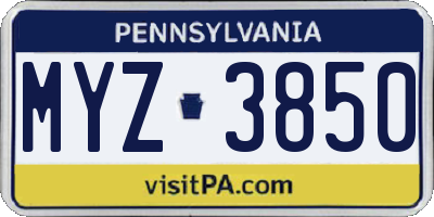 PA license plate MYZ3850