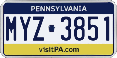 PA license plate MYZ3851