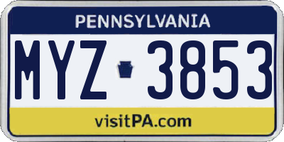 PA license plate MYZ3853