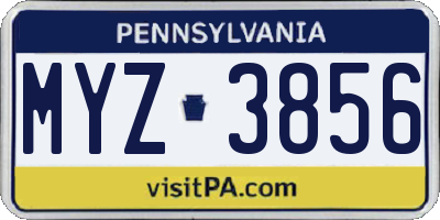 PA license plate MYZ3856