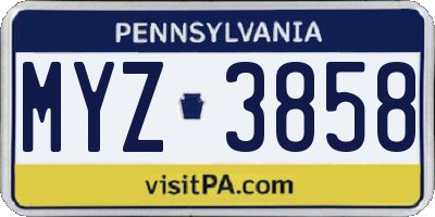 PA license plate MYZ3858