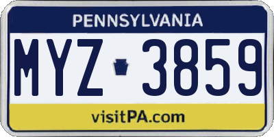 PA license plate MYZ3859