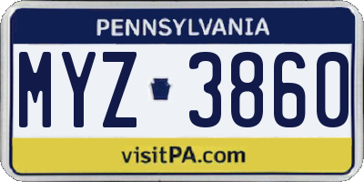 PA license plate MYZ3860