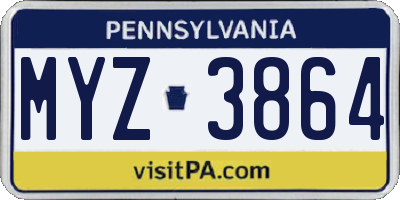 PA license plate MYZ3864