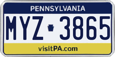 PA license plate MYZ3865