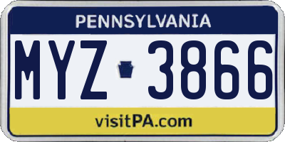 PA license plate MYZ3866