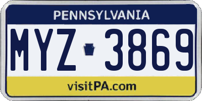 PA license plate MYZ3869