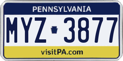 PA license plate MYZ3877