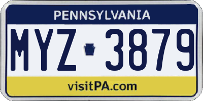PA license plate MYZ3879