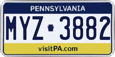 PA license plate MYZ3882