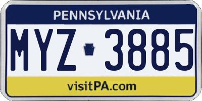 PA license plate MYZ3885