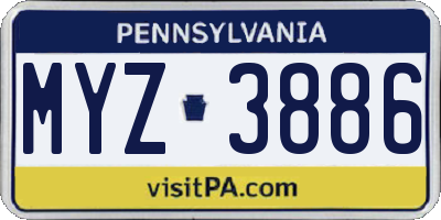 PA license plate MYZ3886