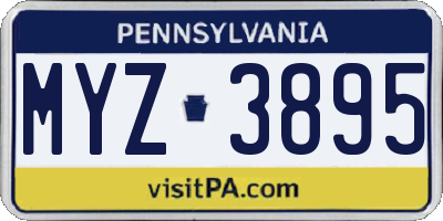 PA license plate MYZ3895
