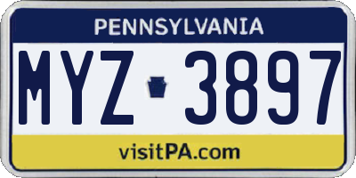 PA license plate MYZ3897