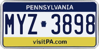PA license plate MYZ3898