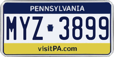 PA license plate MYZ3899
