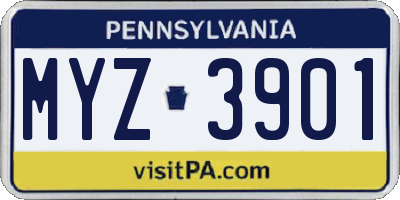 PA license plate MYZ3901