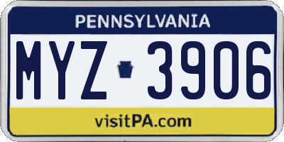 PA license plate MYZ3906