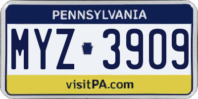 PA license plate MYZ3909