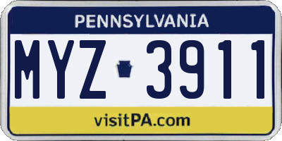 PA license plate MYZ3911