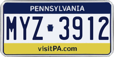 PA license plate MYZ3912