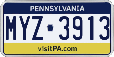 PA license plate MYZ3913