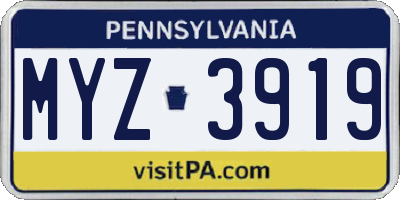 PA license plate MYZ3919