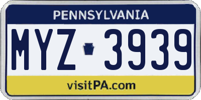 PA license plate MYZ3939