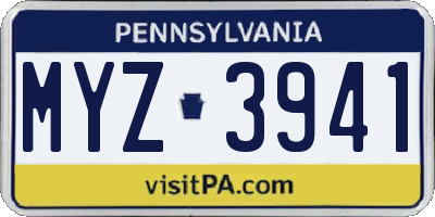 PA license plate MYZ3941