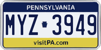 PA license plate MYZ3949