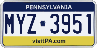 PA license plate MYZ3951