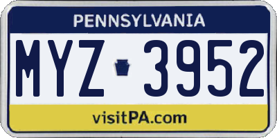 PA license plate MYZ3952