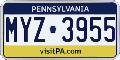 PA license plate MYZ3955