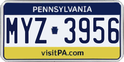 PA license plate MYZ3956
