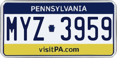 PA license plate MYZ3959