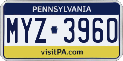 PA license plate MYZ3960
