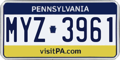 PA license plate MYZ3961